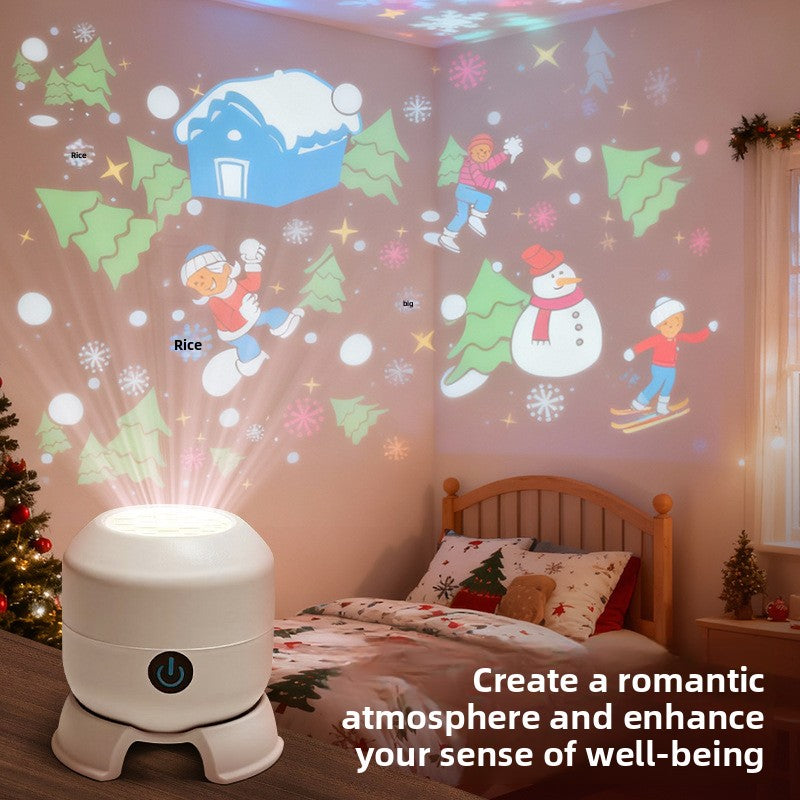 LED Projektor mit 16 rotierenden Motiven – Weihnachten & Winter